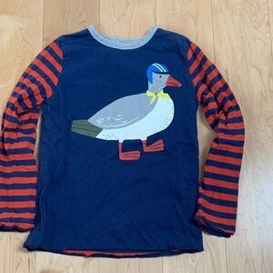 Mini Boden Navy Blue Kids Reversible Long-Sleeve Tee Seagull and stripes sz 9/10